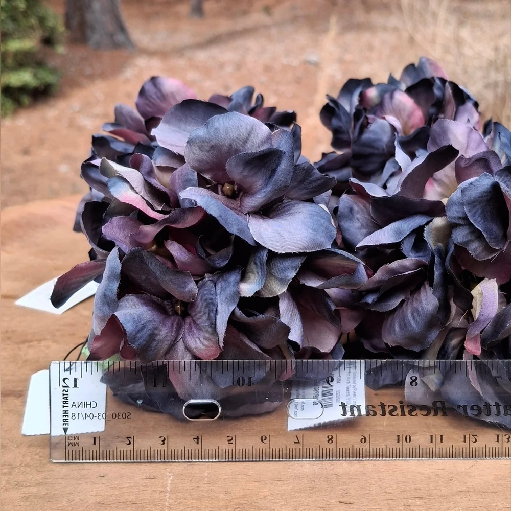 New Vintage Set Of 6 Pier 1 Pink Dark Purple Artificial Hydrangea Napkin Rings